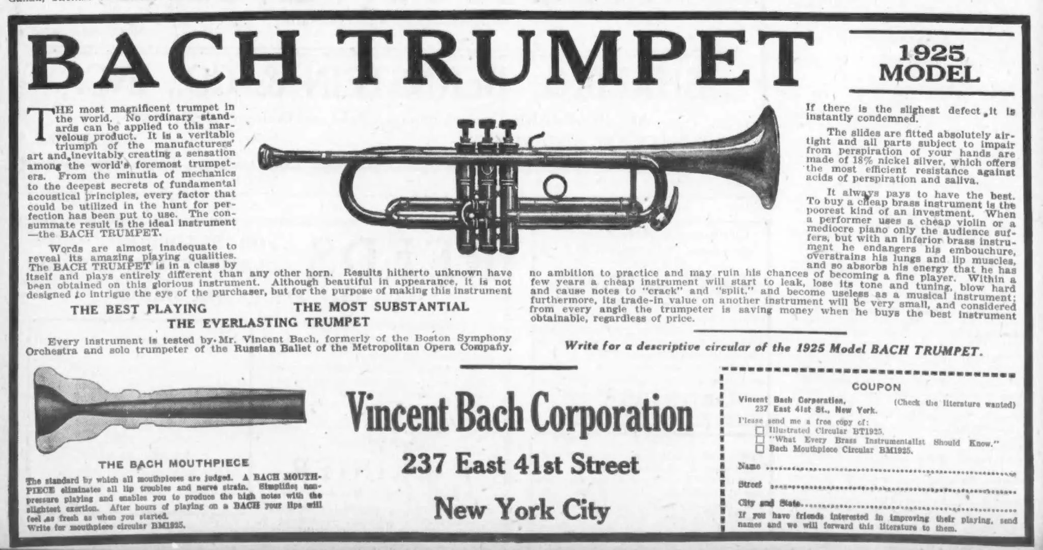 Trumpet Model 1925 International Musician, Jan 1925