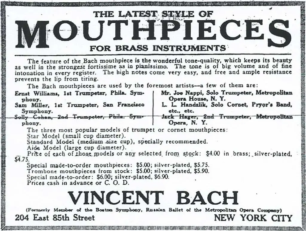 Bach Mouthpiece Advertisement, January